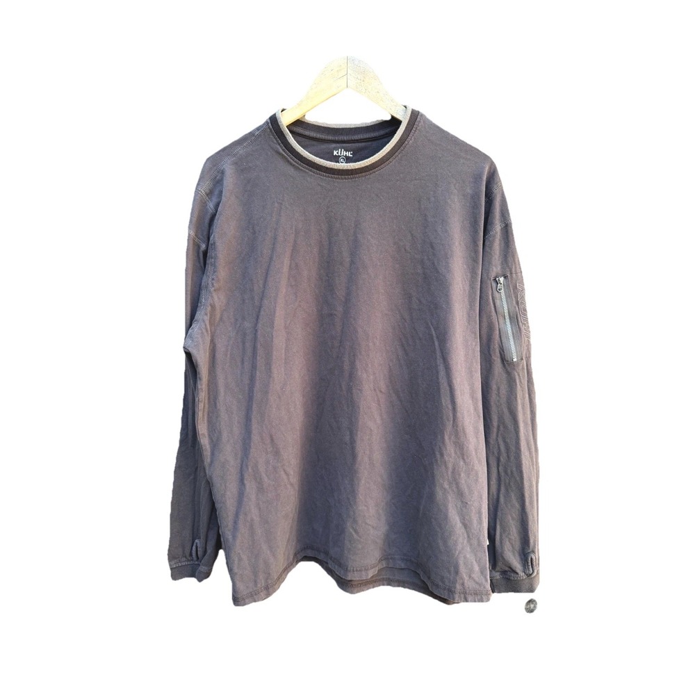 KÜHL Wildfibre Crewneck Shirt Men's XL Brown Organic Cotton Knit Long Sleeve